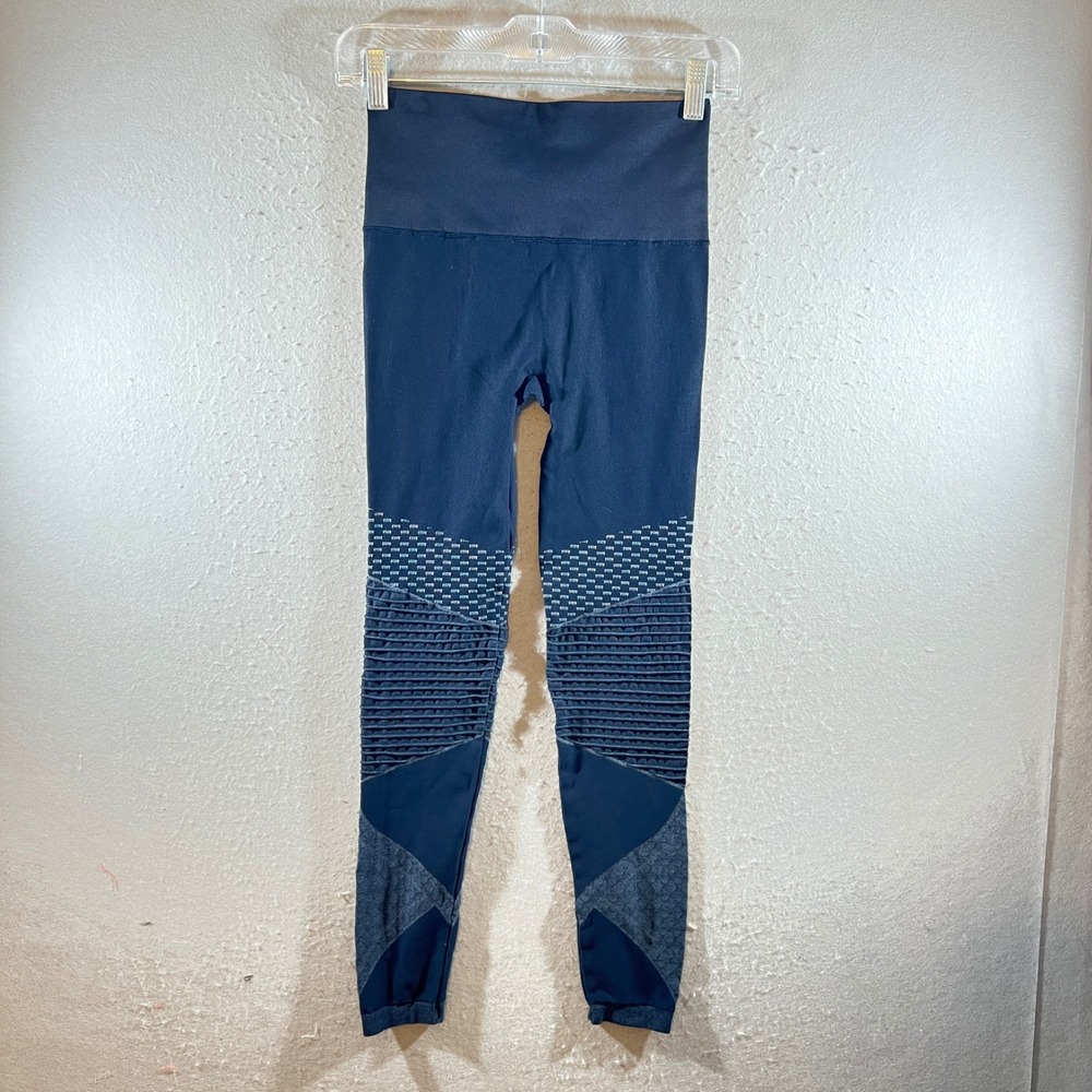1202 | Spanx Look At Me Now Moto Seamless Workout Leggings Navy Blue Women Small
